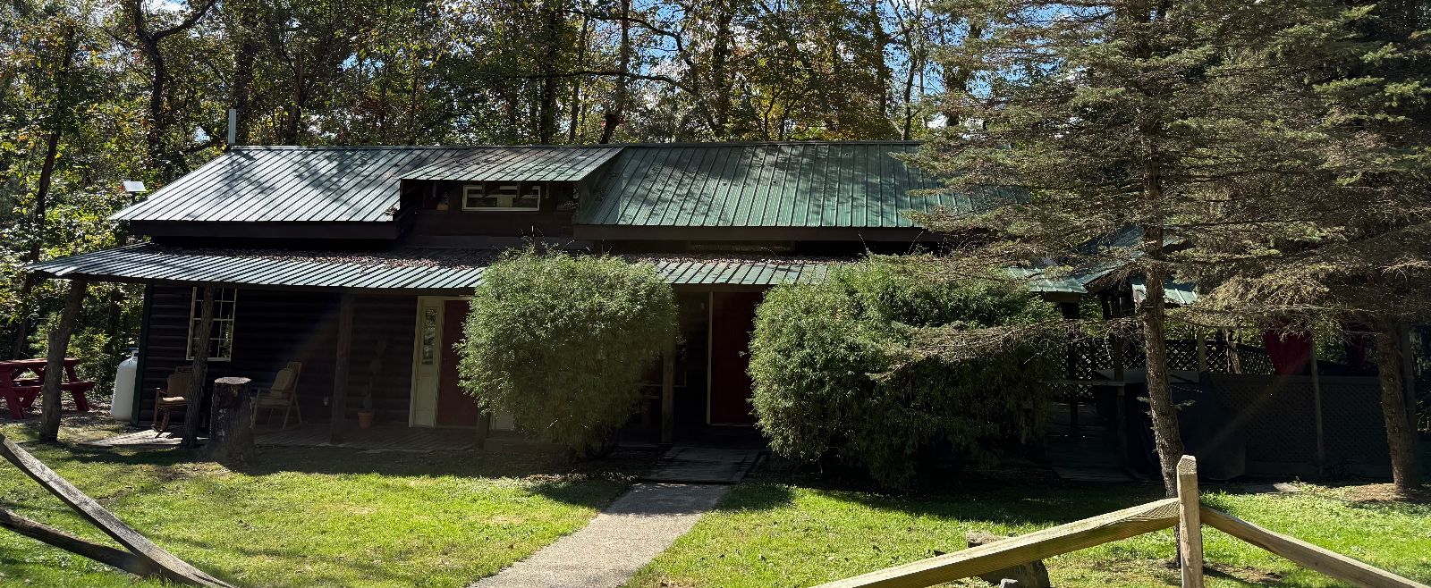 The Birmingham Cabin in its wooded setting at the Salt Fork Lake area