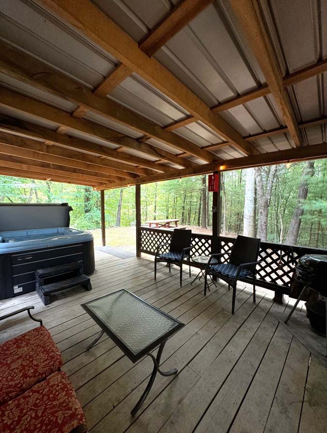 The Dogwood at Timberline Cabins exterior seatings area