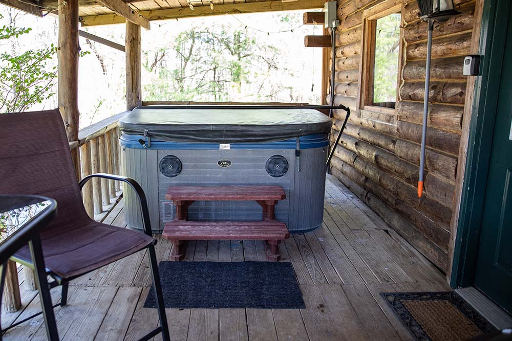 hot tub on wood deck