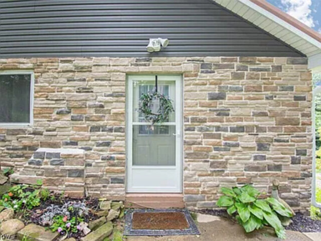 stone features on exterior of house
