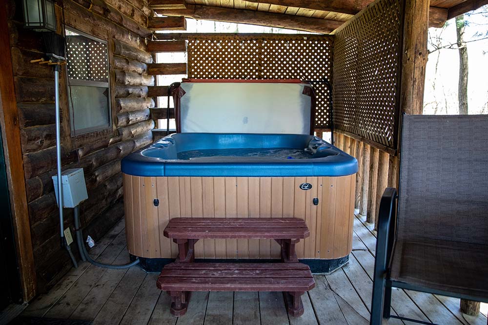Hot tub on wood deck