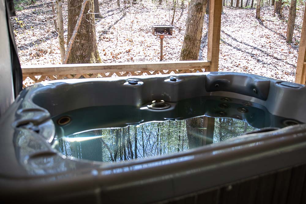 Hot tub on wood deck